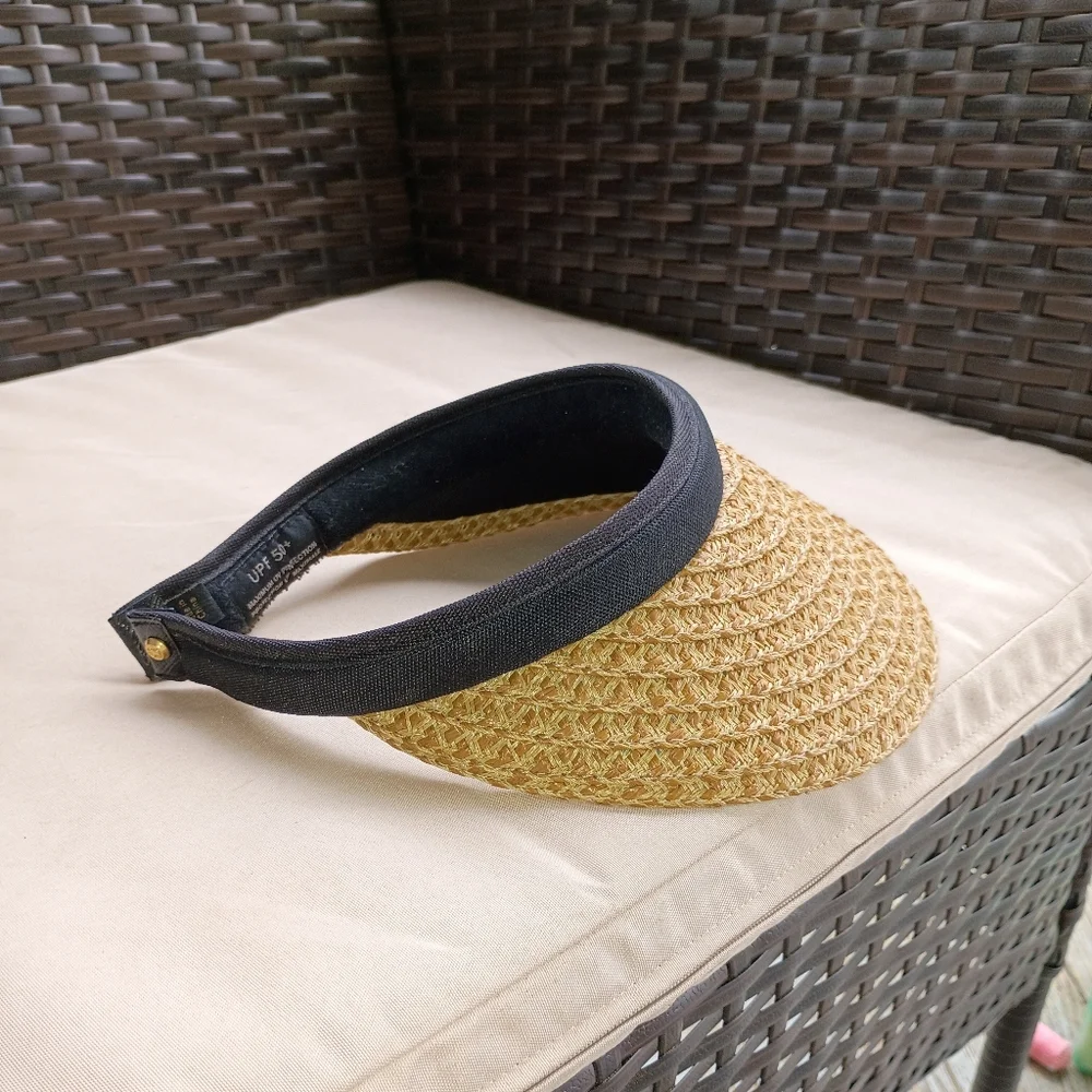 Eric Javits "The Bradfield" Straw Visor with Black Band - Picture 3 of 7